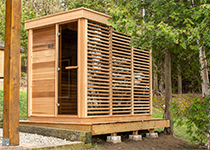 Pure cube red cedar buitensauna binnensauna indoor ticra outdoor